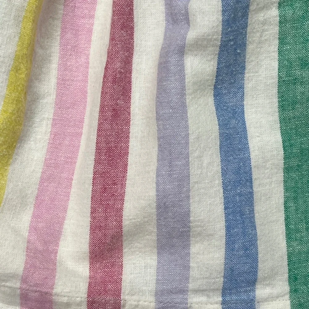 Baby Gap Kids 6-12M Linen Cotton Pastel Stripe Ruffle Sleeve Dress Coastal